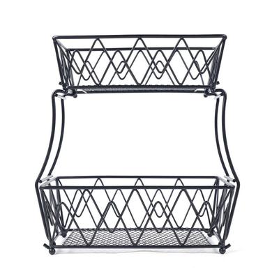 TEMU 2 Tier Metal Basket Black Rack Simple Shelf Removable Kitchen Shelf Image