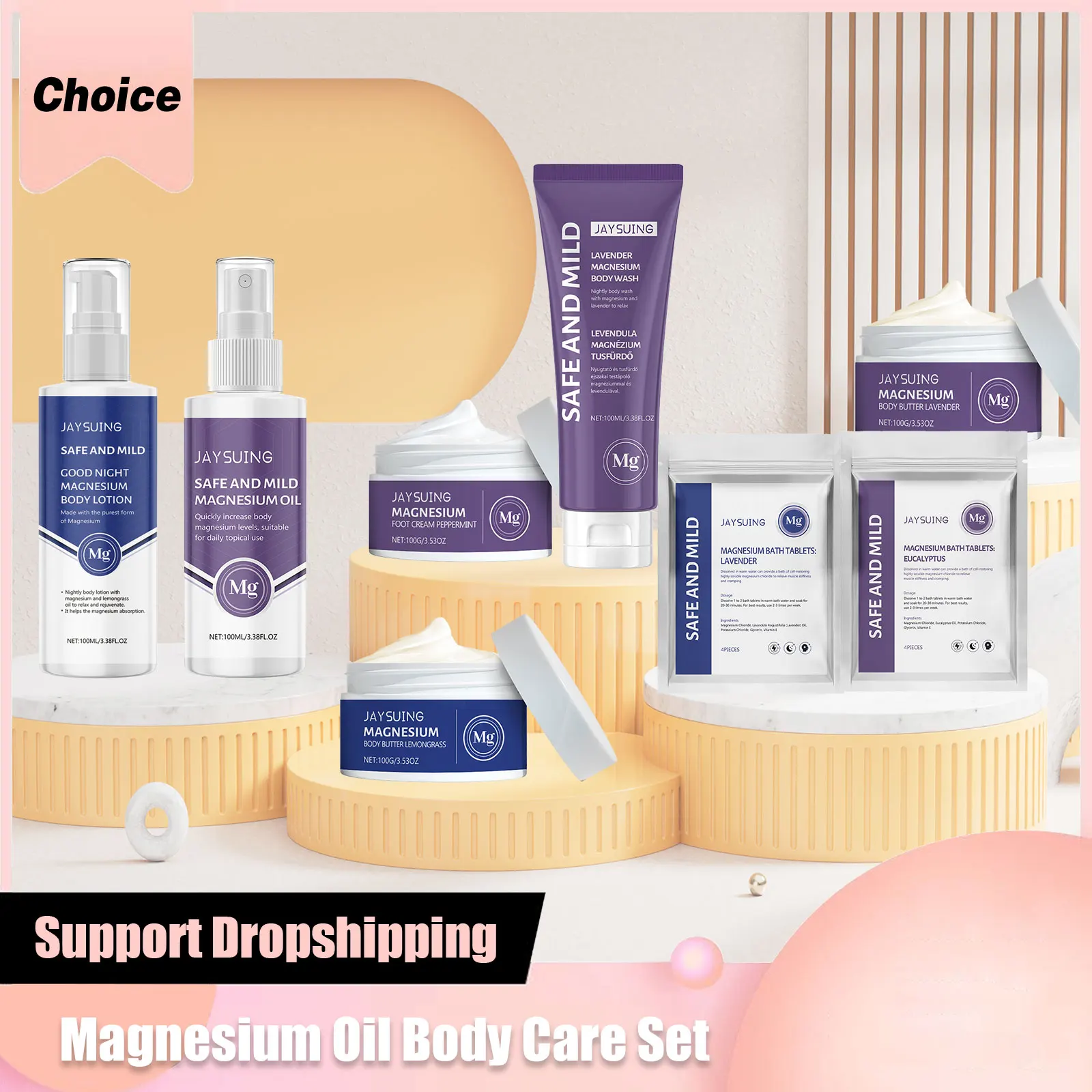 Magnesiumöl Körperpflegeset Entspannendes Körperserum Feuchtigkeitslotion Aromatherapie Duschdampfer Duft Duschgel Fußcreme Image