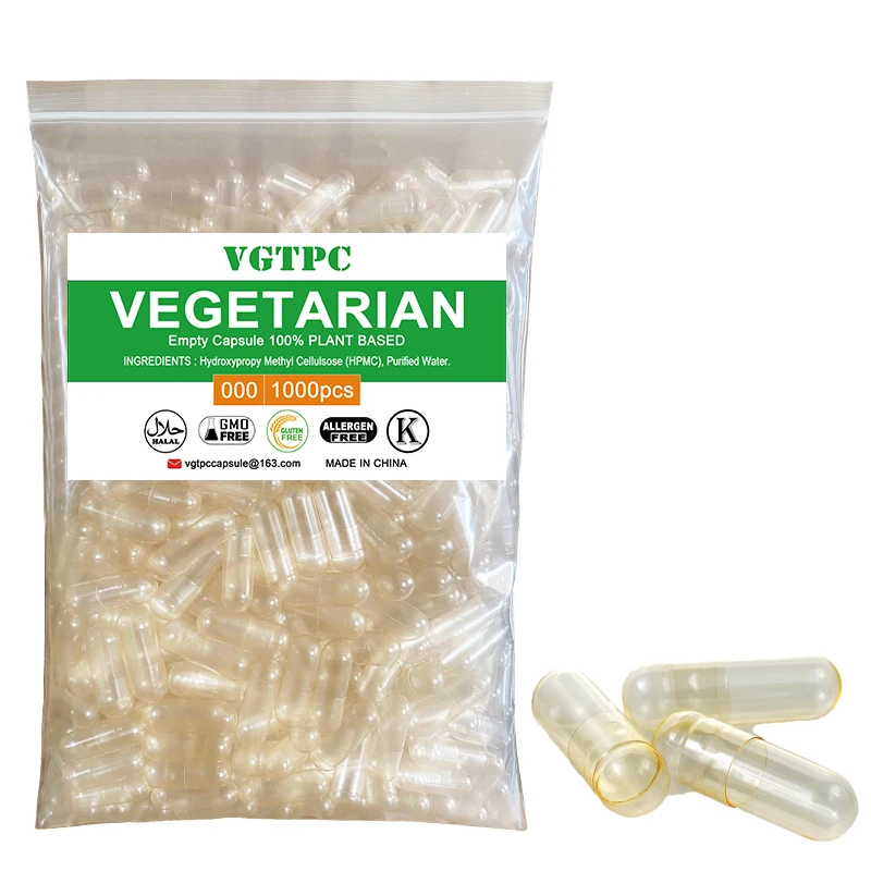 1000 Stück HPMC-getrennte Kapseln 000 00 0, leere klare vegane Kapseln Halal Koshore Vegetarische hohle Hartkapsel