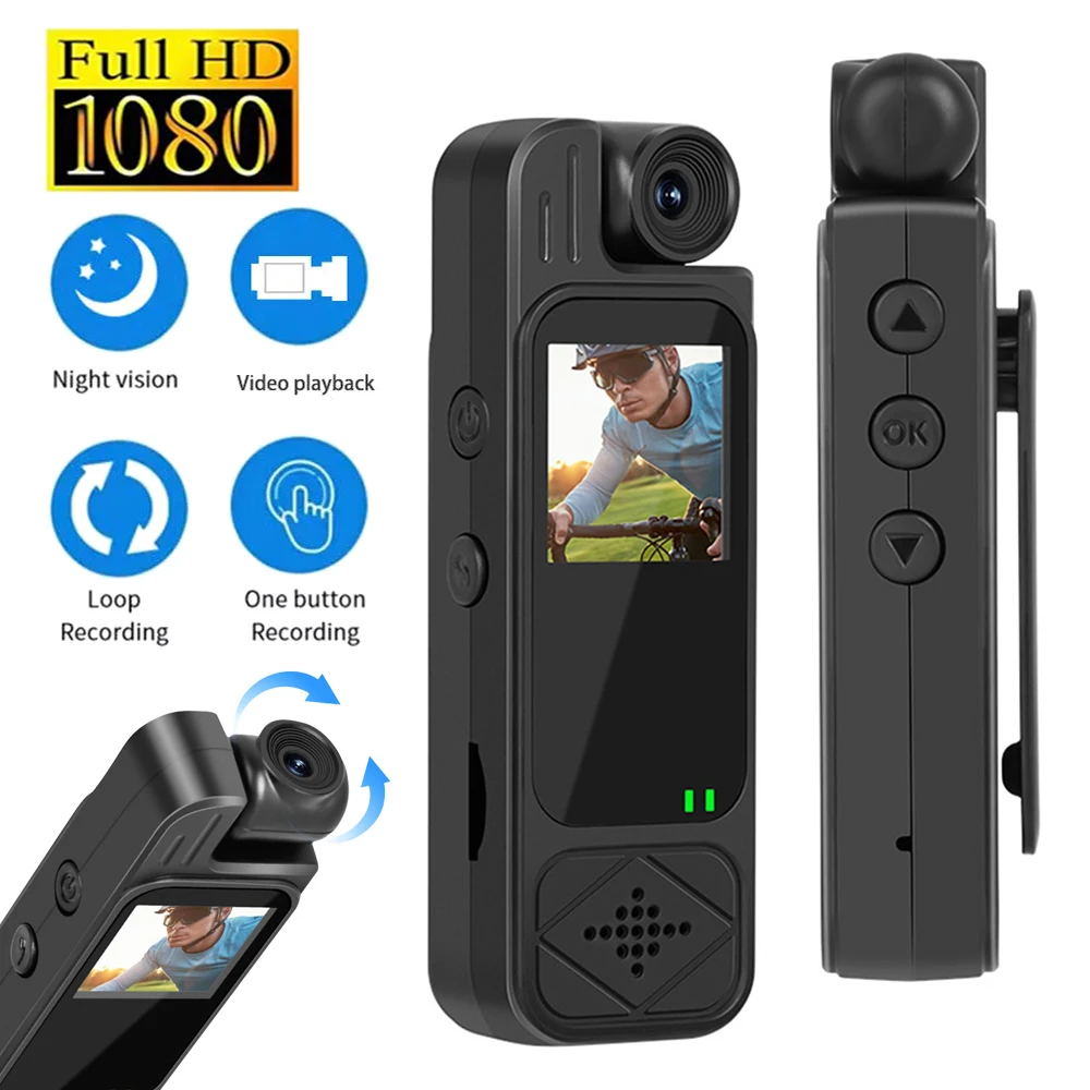 HD 1080P Mini Kamera Tragbare Digitale Video Recorder Infrarot Nachtsicht Polizei Körper Kamera Drehbare Sport Kleine Camcorder Image
