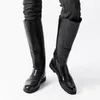 Plus Größe 37-46 Vintage Gothic Leder Kniehohe Lange Stiefel Herren Winterschuhe 2025, quadratische