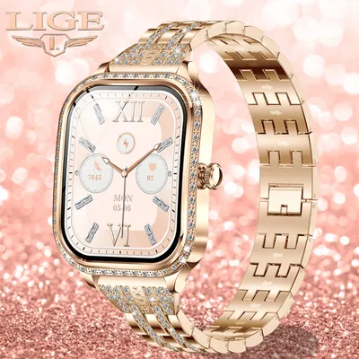 LIGE 1,75" HD Smart Watch für Frauen Full Touch Screen Bluetooth Anruf wasserdichte Uhren Sport Fitness Tracker Damen Smartwatch Image