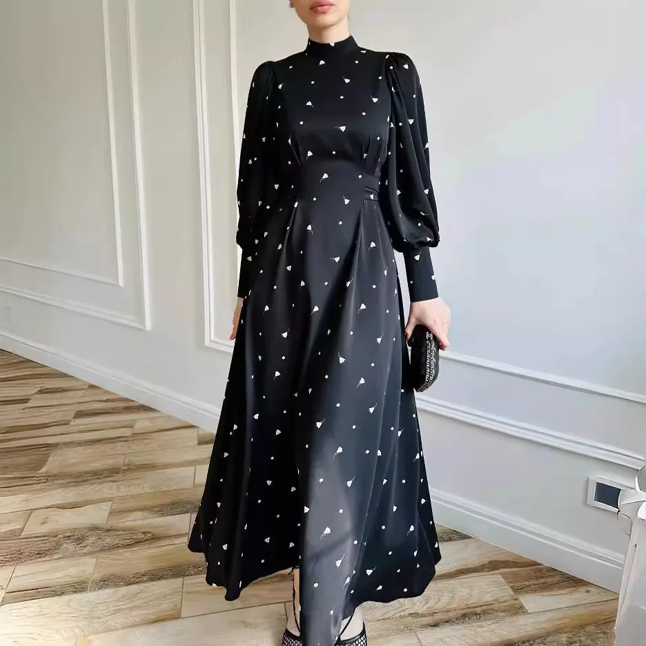 Muslimische Abaya für Frauen Maxi Kleid Drucken Vestidos Lace Up Ramadan Eid Marokko Islam Jalabiya Dubai Abayas Kaftan Arabische Lange Robe Image