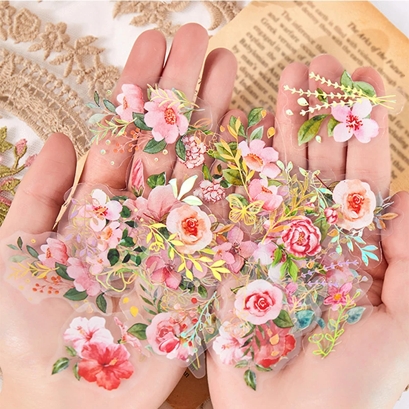 40 Teile/beutel Ästhetische Blume Aufkleber Pack Frische Pflanze Hand Konto DIY Material Dekorative Schreibwaren Aufkleber Image