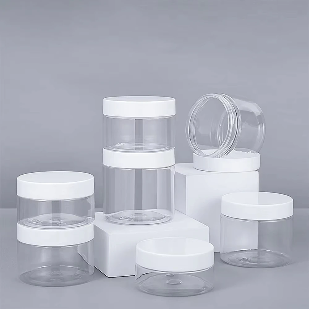 12 teile/los 250 ml 200 ml 150 ml 100 ml 50 ml Gesichtscreme Jar Leere Kunststoff Kosmetik Make-Up flasche Transparent Lagerung Container Reise Image