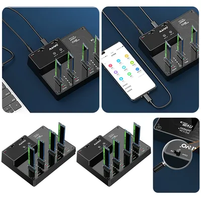 4 Bay NVME PCIe M.2 Drive To USB3.1 GEN2 Adapter Cloner 8TB Capacity NVMe M.2 Duplicator Support