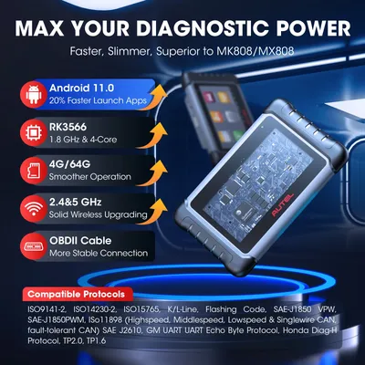 Autel MK808S Automotivo OBD2 Scanner Car Diagnostic Tool OBD 2 Scanner Active Test Code Reader Key Coding Tool