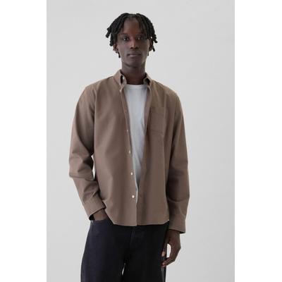 Gap Mens Brown Regular Fit Long Sleeve Oxford Shirt - Brown