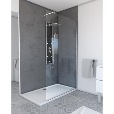 Walk-in-Dusche MARWELL "PLANO", silber (silberfarben), H:200cm T:120cm, Duschwände, begehbare Dusche