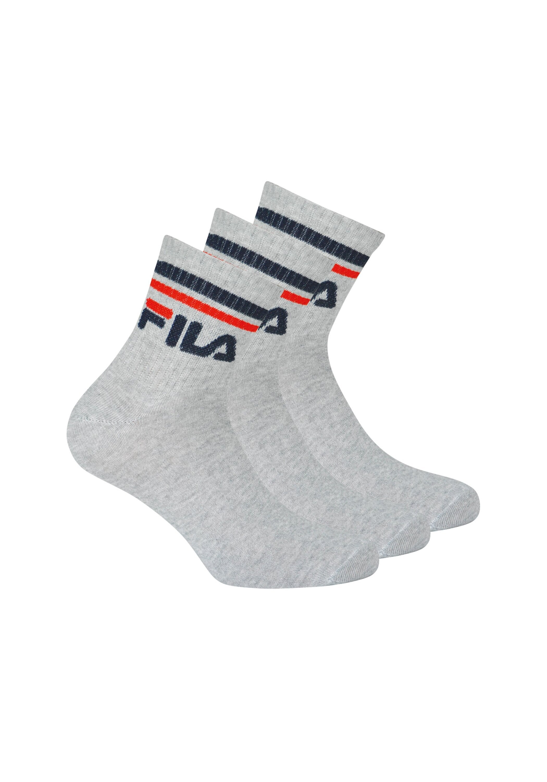 Kurzsocken FILA "Socken 3er Pack", Herren, Gr. 39-42, grau, Obermaterial: 80% Baumwolle CO. 18% Polyester PES. 2% Elasthan EL., Socken