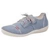 Schnürschuh RIEKER, Damen, Gr. 38, blau (jeansblau), Velourslederimitat, klassisch, Schuhe, Halbschuh, Freizeitschuh, Schnürer mit toller Ziernaht