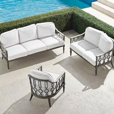 Avery 3-pc. Sofa Set in Slate Aluminum - Standard, Olivier Sand - Frontgate