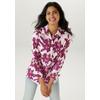 Hemdbluse ANISTON SELECTED, Damen, Gr. 48, rosa (pink, rosa, gelb, schwarz), Web, Obermaterial: 100% Viskose, geblümt, bedruckt, casual, figurumspielend hüftbedeckend, Langarm 2-Knopf-Manschette, Blusen Druckbluse, mit malerisch großen Blütendruck