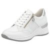 Keilsneaker RIEKER, Damen, Gr. 38, silber (weiß, silberfarben), Lederimitat, Textil, Glitzer, sportlich, Schuhe Sneaker, Schnürschuh, Halbschuh, Sneaker mit loser Einlage, schmale Form