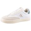 Sneaker CALVIN KLEIN JEANS "CLASSIC CUPSOLE LOW MIX MG", Herren, Gr. 44, weiß (weiß, blau), Textil, Leder, Lederimitat, unifarben mit Farbeinsatz, sportlich, Schuhe, Schnürschuh, Halbschuh, Freizeitsneaker mit Logoschriftzug
