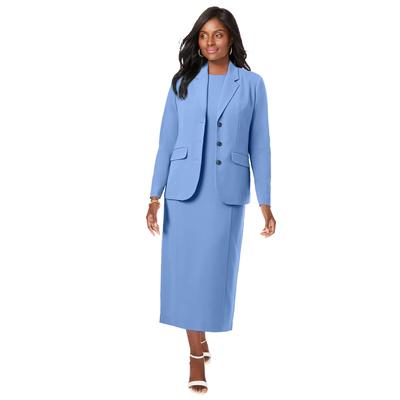 Plus Size Women's 2-Piece Stretch Crepe Single-Breasted Maxi Jacket Dress by Jessica London in French Blue (Size 20 W)