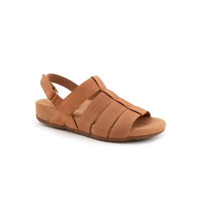 Wide Width Women's Burnaby Adjustable Strap Sandal by SoftWalk in Tan Nubuck (Size 7 W)