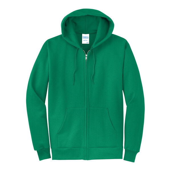 Port & Company PC78ZH Customizable Kelly Green Core Fleece Full-Zip Hoodie Sweatshirt - Cotton / Poly Blend - Extra Large
