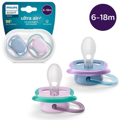 Ultra Air Pacifier 6 to 18 Month 2 Pack in Hush Blue and Lush Lilac