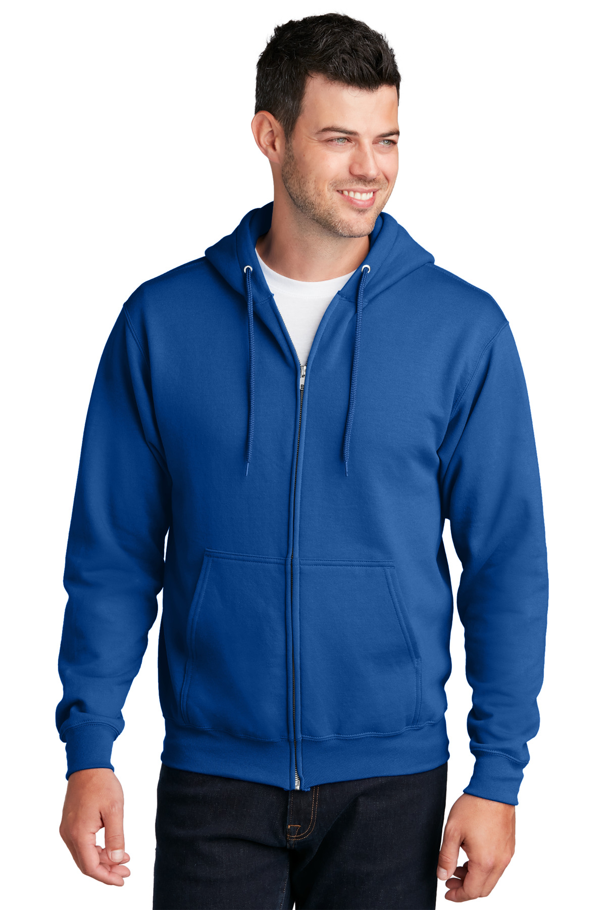 Port & Company PC78ZH Co Core Fleece Full-Zip Hooded Sweatshirt in True Royal Blue size 5XL | Cotton/Polyester Blend