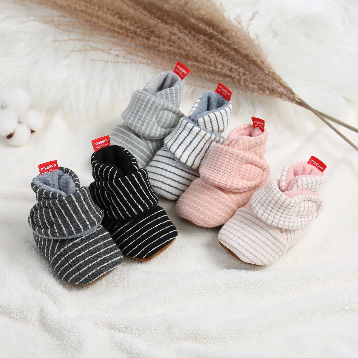 MYGGPP Babyschuhe, Socken, warm, rutschfest, Baumwolle, bequem, leicht, Crawl, Kleinkind-Laufschuhe, Baby, Jungen, Mädchen, Booties, Schuhe