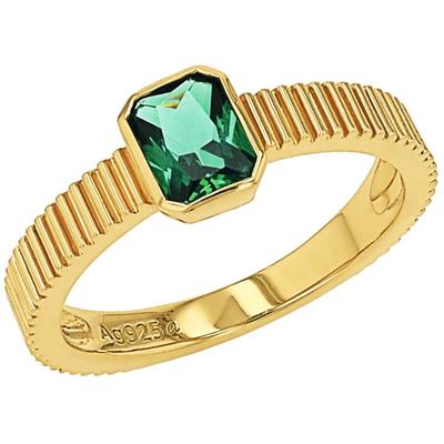 Fingerring AMOR "2037414/-15/-16/-17/-18" Gr. 60, gold (gelbgoldfarben, grün, grün), Fingerringe, Damen, 60, Silber 925 