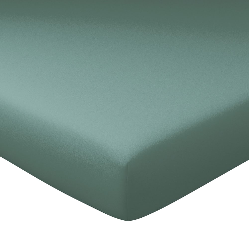 Drap-housse grand bonnet en coton vert eucalyptus 180x200x32cm