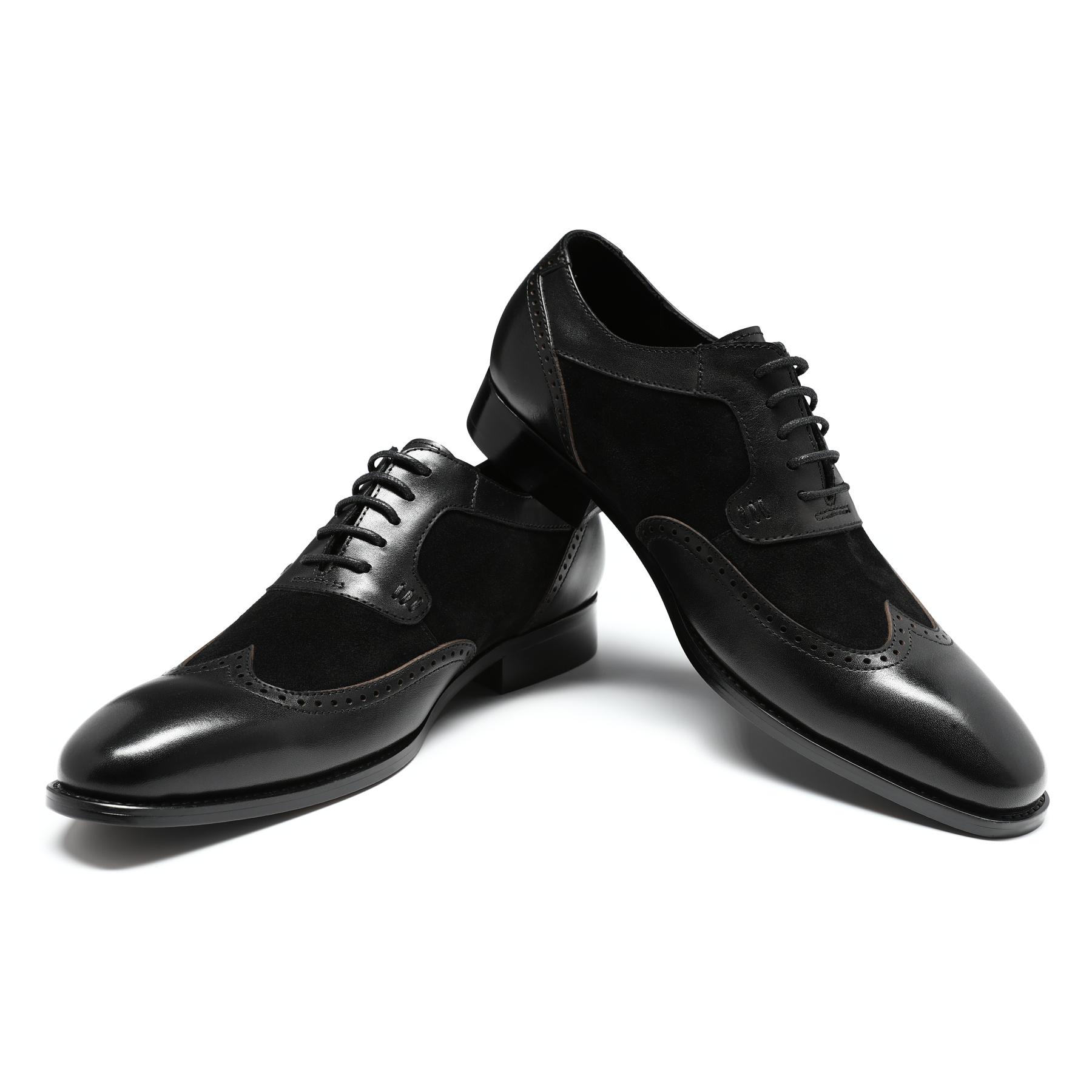 Herrenschuh mit klassischer Ziernaht Businessschuh Glattleder Halbschuh Schwarz