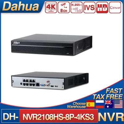 Dahua 4K 8ch 8PoE 4108HS-8P-4KS3 NVR Ports Max 12MP Security Network Video Recorder Face Detection