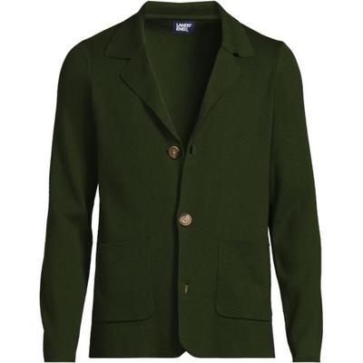 Fine Gauge Sweater Blazer, Men, size: 34-36, regular, Green, Cotton, by Lands' End