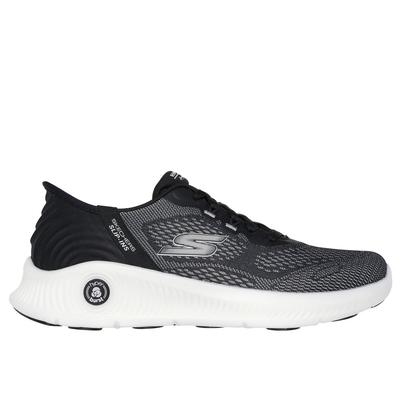 Skechers Women's Slip-ins: GO WALK Anywhere - Callie Sneaker|Size 7.5|Black/White|Textile/Synthetic|Vegan|Machine Washable|Arch Fit|Hyper Burst