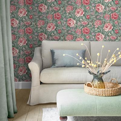 Vliestapete LAURA ASHLEY "Wild Roses", grün, B:0,52m H:10m L:10m, Vlies, Tapeten, 10mx52cm (ca. 5m2) Image