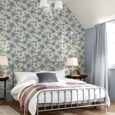 Vliestapete LAURA ASHLEY "Pickworth Posy", blau, B:0,52m H:10m L:10m, Vlies, Tapeten, 10mx52cm (ca. 5m2) Image