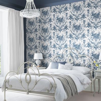 Vliestapete LAURA ASHLEY "Tuileries", blau, B:0,52m H:10m L:10m, Vlies, Tapeten, 10mx52cm (ca. 5m2) Image