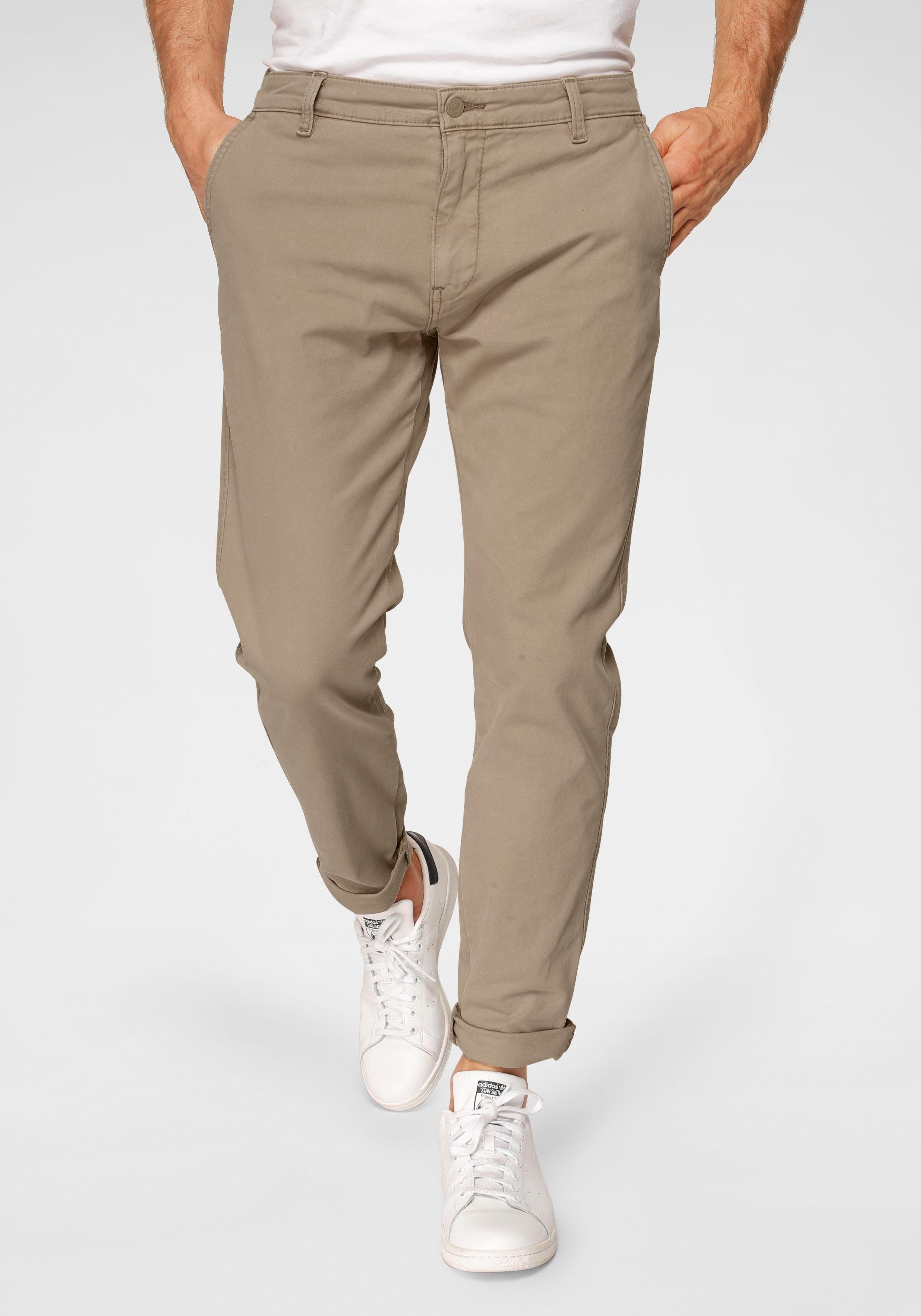 Chinohose LEVI'S "Chino Taper", Herren, Gr. 30, Länge 30, beige, Web, Obermaterial: 98% Baumwolle, 2% Elasthan, unifarben, gerade, unten schmal knöchellang, Hosen Chinohose, mit optimalem Stretchanteil