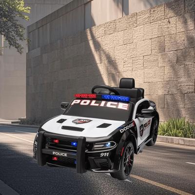 Battery Powered Realistic Dodge Charger Police Ride-On Car for Kids with 12V Battery, Safety Belt, and Adjustable Speeds