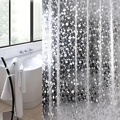 TEMU 1pc 3d Pebble Pattern Shower Curtain, Easy To Clean, Suitable For Bathroom, Kitchen, Living Room And Outdoor Image
