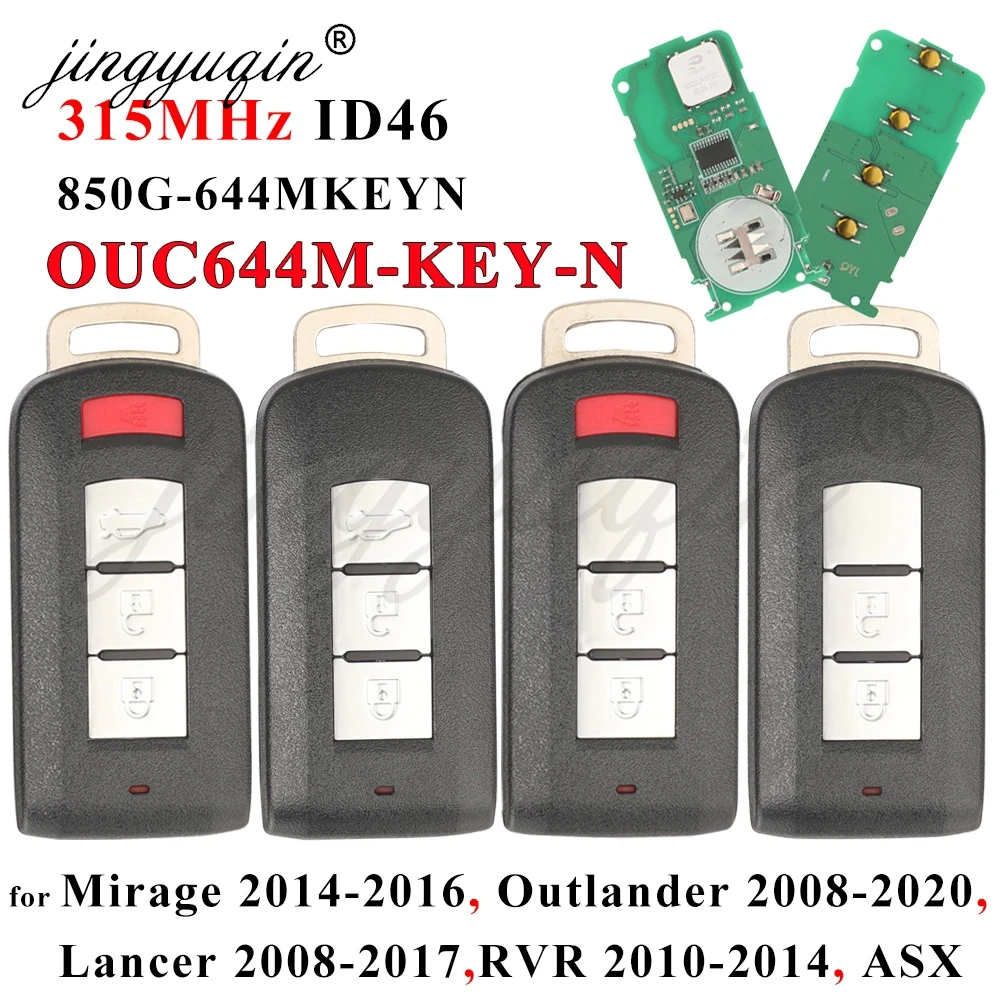 Jingyuqin OUC644M-KEY-N Auto Schlüssel Für Mitsubishi Lancer Outlander Mirage RVR ASX 315Mhz ID46 PCF7952 Keyless Remote Proximity Karte Image