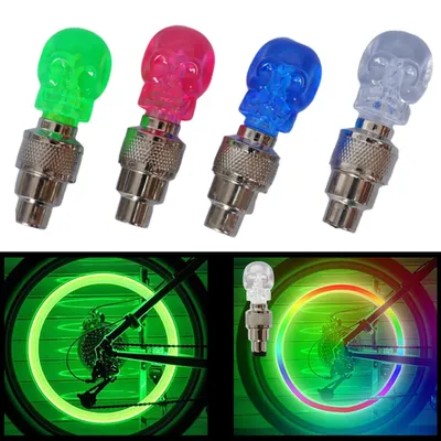 2PCS Bicycle Bike LED Lights Tire Valve Cap Flashlight Auto Car Motorcycle Tire Air Valve Wheel Spokes Light Bike Accessories