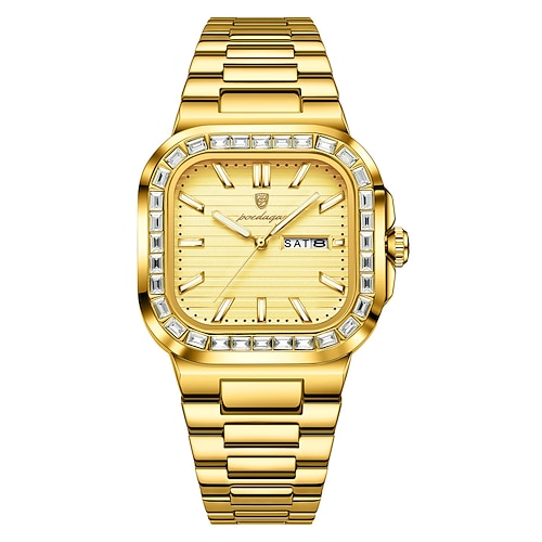 Herren Quarz Uhr Minimalistisch Fashion Casual Business Leuchtend Kalender Datum Woche Wasserdicht Stahl Uhr Image