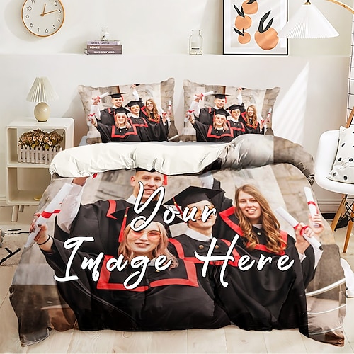 Abschlusskundenspezifisches Komforter-Set Beste Abschlussgeschenk Design Personalisierte Bettwäsche Bettbezug Set Personalisierte Komforter-Set 2 Kissenbezüge Image