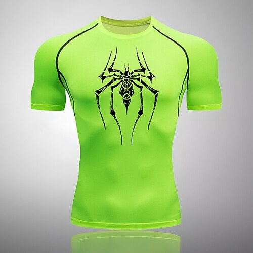Herren Sportshirt Fitnessshirt Trainingsshirt Gepolstertes Kompressionsshirt Kurzarm T-Shirt Lässig Athleisure Spinnen Schnelltrocknend Weich Atmungsaktiv Fitnesstraining Gehen Joggen Sportbekleidung