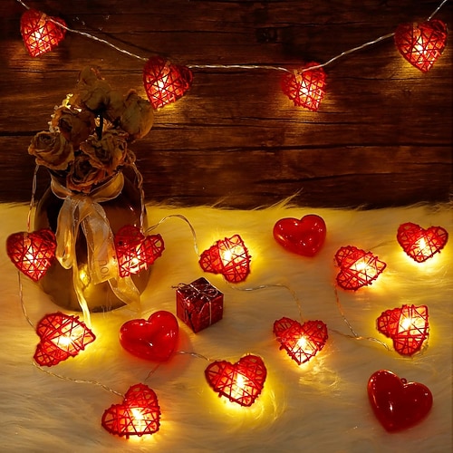 Lichterkette 10/20 LED herzförmige Lichterkette romantische Feenlichter batteriebetriebenes Dekor für Innenaußenhochzeitsjahrestag Feiertagsfeier Image