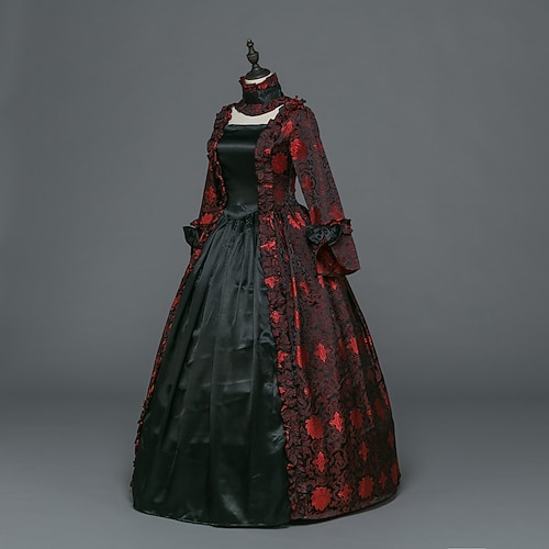 Vintage Rokoko Barock Maxi Kleid Normal Ein Hauch Film-/TV-Themenkostüme Queen Elizabeth Prinzessin Quadrathals Kostüm königlich Halloween Karneval Maskerade Leistung Party Halloween Erwachsene Image