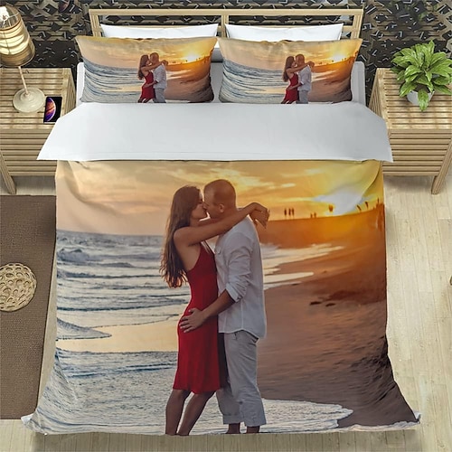 Abschluss Personalisierter Bettbezug Hochzeitsdesign Bestes Abschlussgeschenk Individuelles Bettwäsche 3 Stück Sets mit Foto/Text Angepasste Geschenke Bettdecke Set mit 2 Kissenbezügen Image