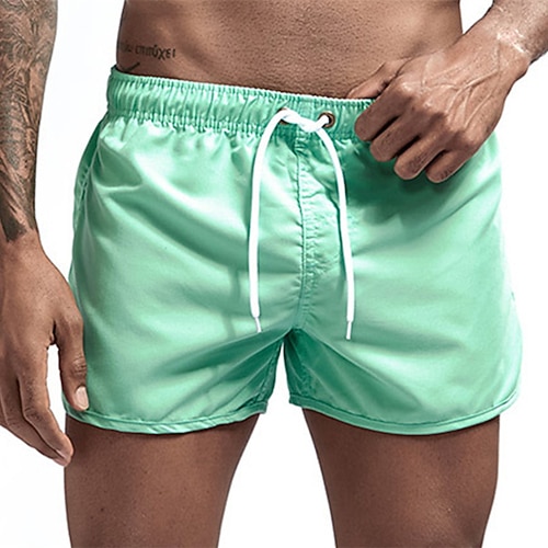 Herren Badeshorts Badehose Einfarbig Kordelzug Schnelltrocknend Boardshorts Badeanzug Surfen Strand Wassersport Sommer Image