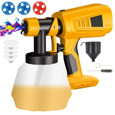 [No battery] Cordless Paint Spray Gun With 4 Nozzles + 10 ml Container for Painting Walls and Cars,