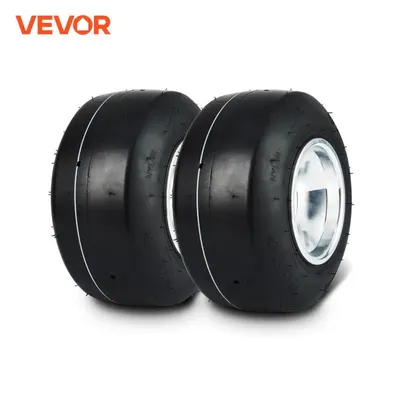VEVOR Go Kart Tires and Rims 10 x 4.5-5" 2-Pack Front Wheels Aluminum Alloy Rims and Rubber Tires