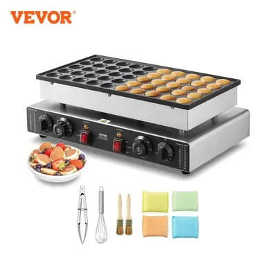 VEVOR 50Pcs Mini Dutch Pancake Maker Dorayaki Baker Machine Commercial Non-stick Waffle Maker Dual