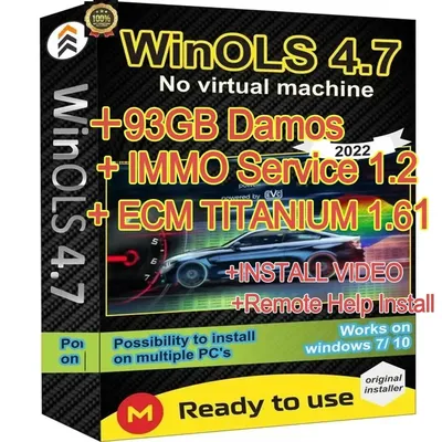 Newest ECU Programming Tool Winols 4.7 Software+ 93GB Damos Files +ECM TITANIUM 26100+ Immo Service